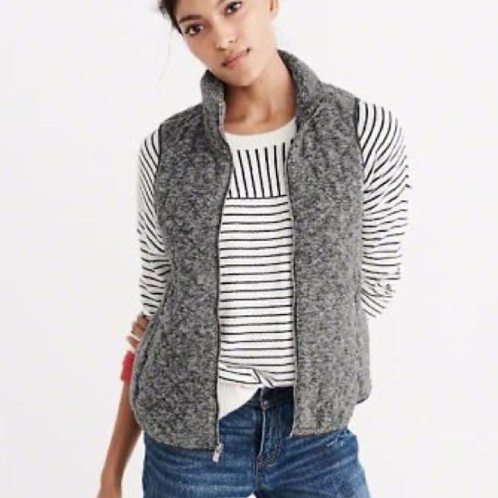 Abercrombie & Fitch Marled Gray Full Zip Quilted Vest L